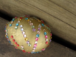 Tissue paper collage with dollar store bling